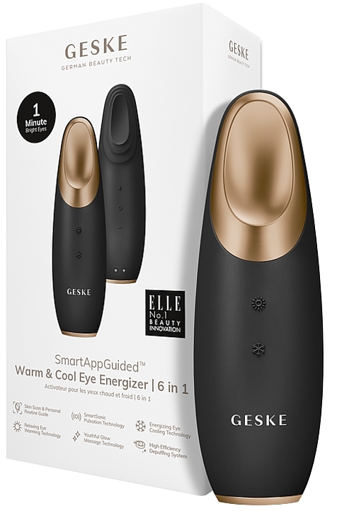 Masażer-stymulator do okolic oczu - Geske Warm & Cool Eye Energizer 6 In 1 Black Gold — Zdjęcie N2