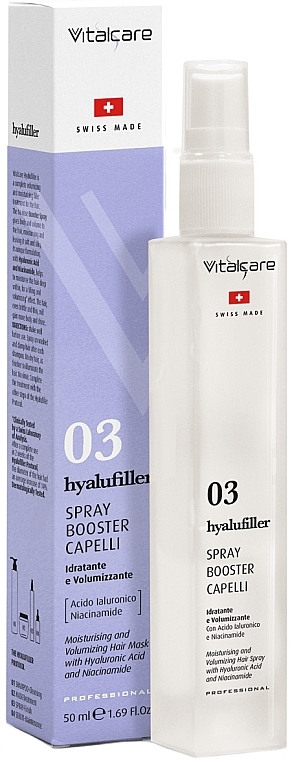 Spray wzmacniający włosy, bez spłukiwania - Vitalcare Professional Hyalufiller Made In Swiss Hair Booster Spray — Zdjęcie N1
