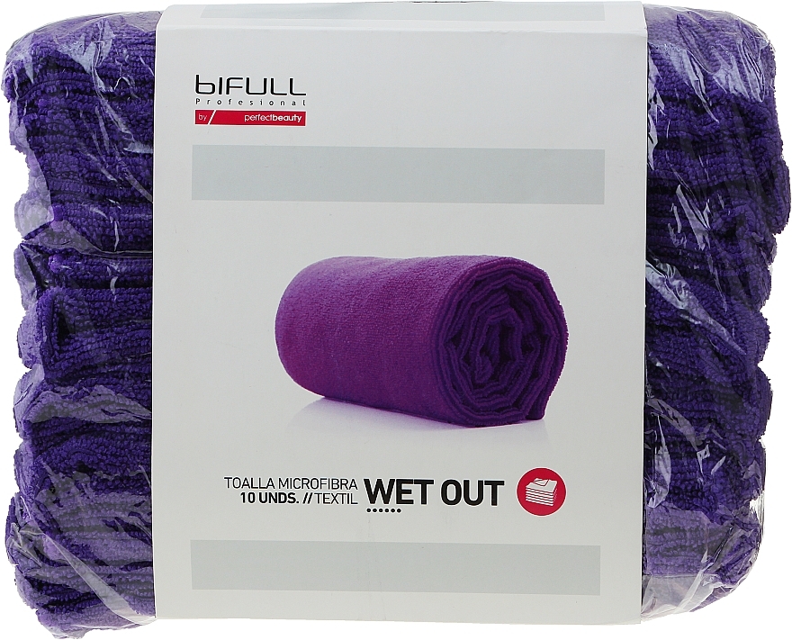 Ręcznik z mikrofibry, fioletowy, 10 sztuk - Bifull Professional Textil Toalla Microfibra Wet Out Violet — Zdjęcie N2