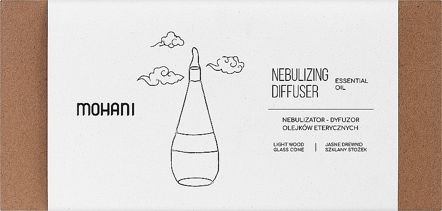 Nebulizator-dyfuzor olejków eterycznych Jasne drewno, szklany stożek - Mohani Nebulizer — Zdjęcie N1