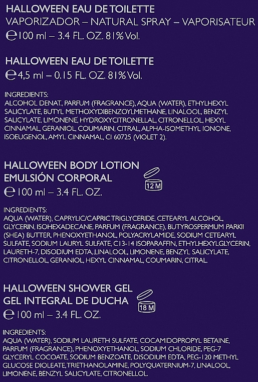 Halloween Eau - Zestaw (edt/100ml + b/l/100ml + sh/g/100ml + mini/4.5ml) — Zdjęcie N3