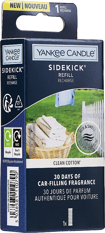 Odświeżacz powietrza do samochodów - Yankee Candle Clean Cotton Refill (wymienny wkład) — Zdjęcie N1