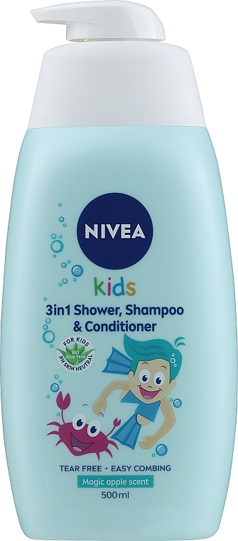 Żel 3 w 1 dla dzieci do mycia ciała i włosów o zapachu jabłkowych karmelków - NIVEA Kids Magic Apple