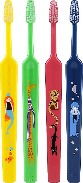 Szczoteczki do zębów dla dzieci, żółta+zielona+różowa+niebieska - TePe Kids Extra Soft — Zdjęcie N1