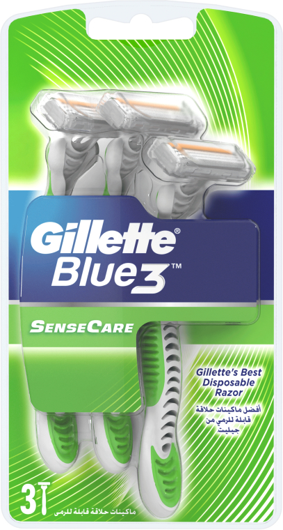 Jednorazowe maszynki do golenia, 3 szt. - Gillette Blue 3 SenseCare — Zdjęcie N1