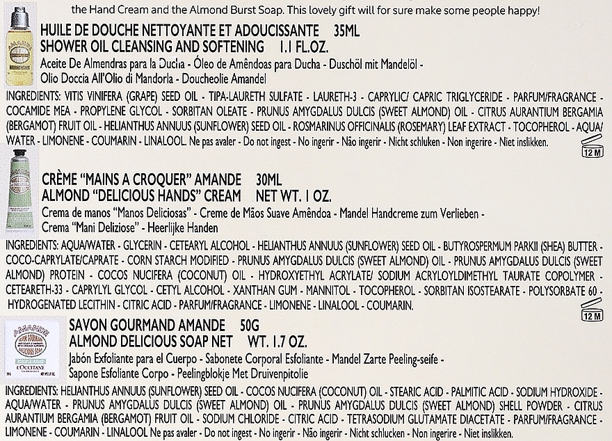 Zestaw do twarzy - L'Occitane Almond (sh/oil/35ml + soap/50g + h/cr/30ml) — Zdjęcie N3
