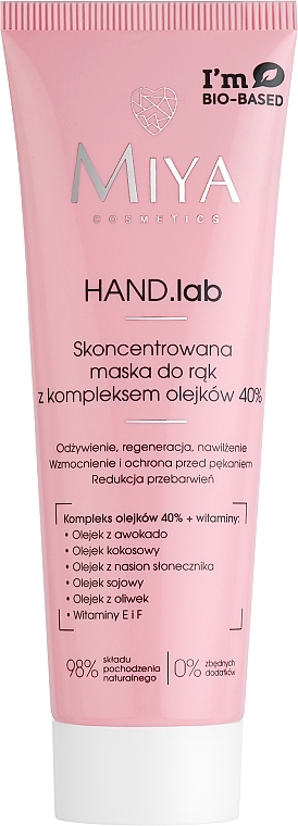 Skoncentrowana maska do rąk i paznokci z kompleksem olejków 40% - Miya Cosmetics Hand Lab Concentrated Mask For Hands & Nails With A Complex Of Oils 40% — Zdjęcie N1