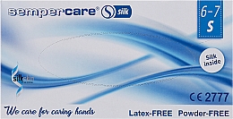 Kup Rękawiczki nitrylowe, bezpudrowe, rozmiar S (6-7), 100 szt., białe - Sempermed Sempercare Silk