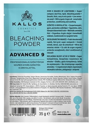Proszek rozjaśniający do włosów - Kallos Cosmetics Bleaching Powder Advanced 9 — Zdjęcie N1