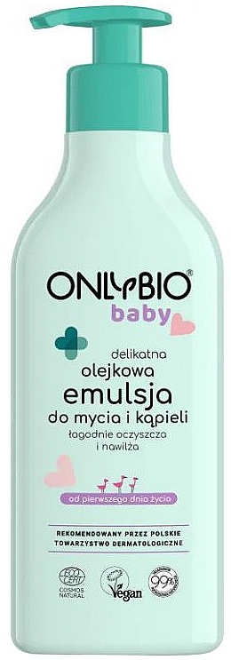 Delikatna olejkowa emulsja do mycia i kąpieli dla dzieci od 1. dnia życia - OnlyBio Baby — Zdjęcie N1