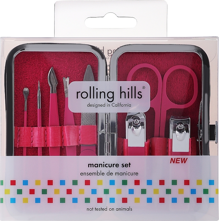 Zestaw do manicure, 8 elementów, różowy - Rolling Hills Manicure Set  — Zdjęcie N1