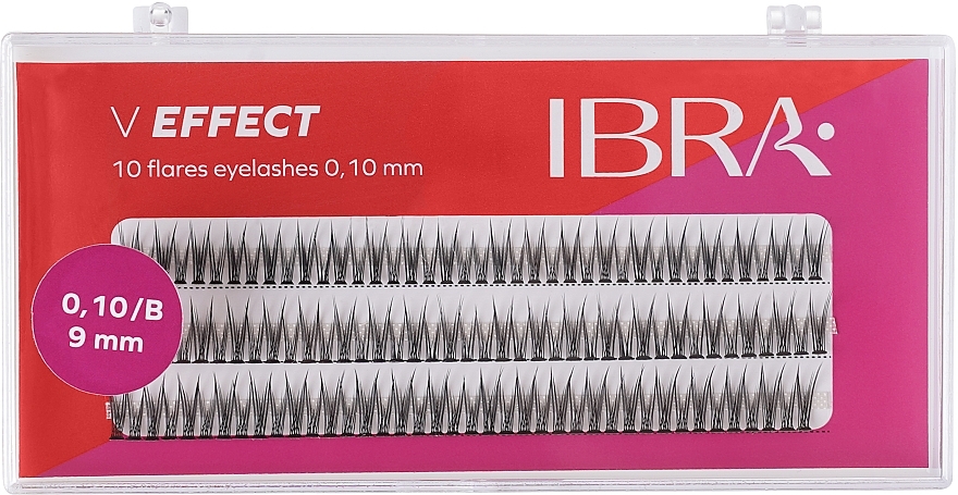 Kępki rzęs Efekt V B 0,10, 9 mm - Ibra 10 Flares Eyelash — Zdjęcie N1