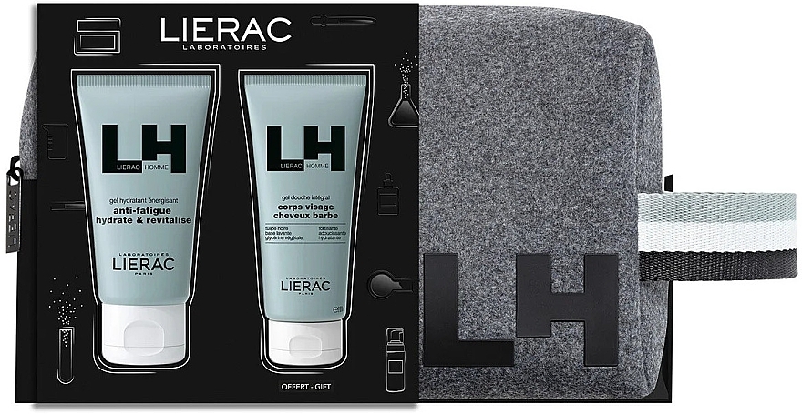 PRZECENA! Zestaw - Lierac Premium Homme Moisturizing Gel (f/gel/50ml + sh/gel/50ml + bag) * — Zdjęcie N2