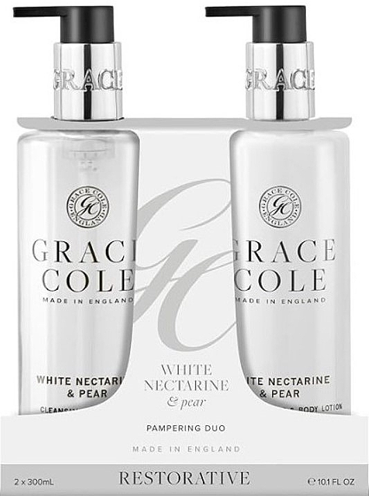 Zestaw - Grace Cole White Nectarine & Pear (h/wash/300ml + h/lot/300ml) — Zdjęcie N1