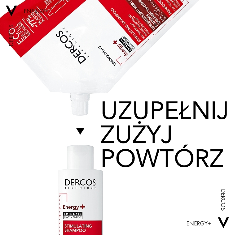Tonizujący szampon przeciw wypadaniu włosów - Vichy Dercos Energy+ Stimulating Shampoo (uzupełnienie)  — Zdjęcie N4