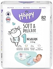 Kup Pieluchy dziecięce 2-5 kg, rozmiar 1 Newborn, 82 sztuki - Bella Baby Happy Soft & Delicate