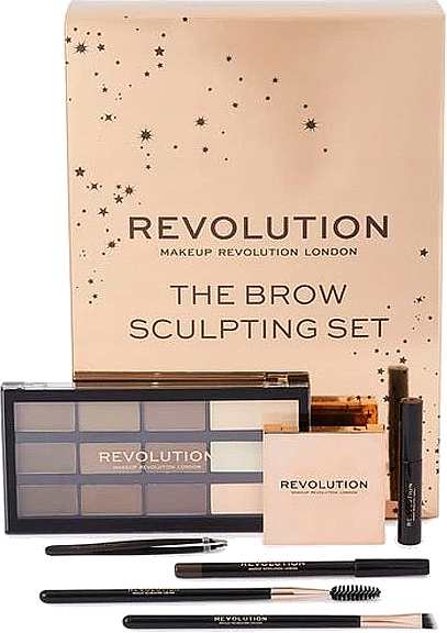 Zestaw do stylizacji brwi - Makeup Revolution The Brow Sculpting Set (soap/styler/5g + gel/brow/4.5ml + br/pen/1.15g + br/palette/2.6g + accessories) 