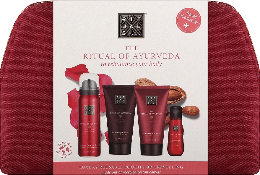 Zestaw - Rituals The Ritual of Ayurveda Hair & Body Gift Set (shmp/70ml + cond/70ml + sh/gel/50ml + b/oil/30ml + bag)