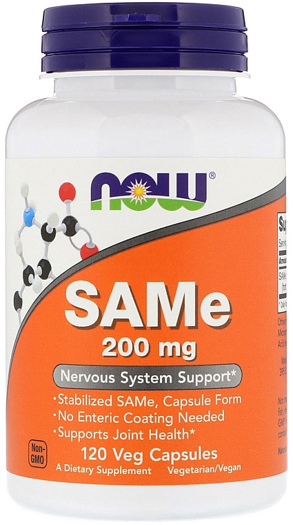 Suplement diety S-adenozylometionina, 200 mg - Now Foods SAMe, 200mg — Zdjęcie N1