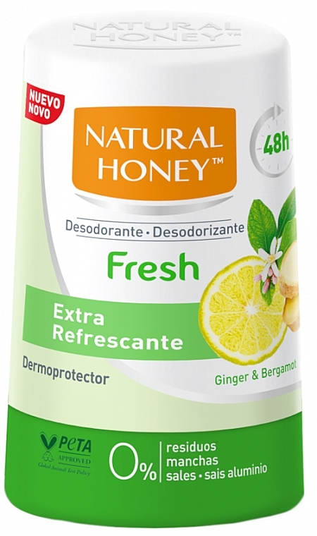 Dezodorant-antyperspirant w rolce - Natural Honey 48H Fresh Ginger And Bergamot  — Zdjęcie N1