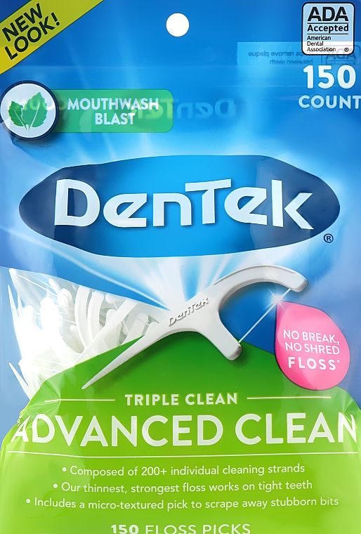 Wykałaczki z nicią dentystyczną, 150 szt. - DenTek Triple Clean — Zdjęcie N1