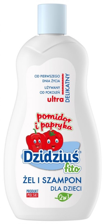 Ultradelikatny żel i szampon 2 w 1 dla dzieci od pierwszego dnia życia Pomidor i papryka - Dzidzius Fito — Zdjęcie N1
