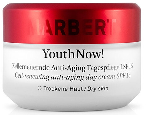 Przeciwzmarszczkowy krem regenerujący komórki skóry na dzień - Marbet YouthNow! Anti-Aging Day Cream Dry Skin SPF15 — Zdjęcie N1