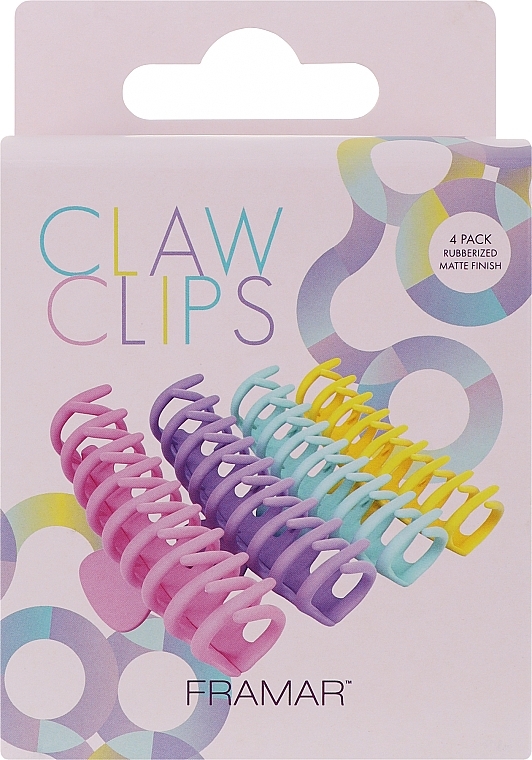 Klipsy do włosów w pastelowych kolorach, 4 szt. - Framar Claw Clips Pastel — Zdjęcie N2