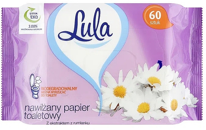 Nawilżany papier toaletowy z ekstraktem z rumianku, 60 szt. - LULA — Zdjęcie N1