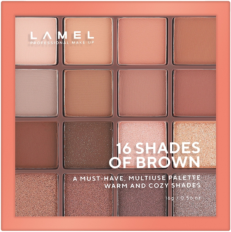 Paleta cieni do powiek - LAMEL Make Up Eyeshadow 16 Shades of Brown Palette — Zdjęcie N2