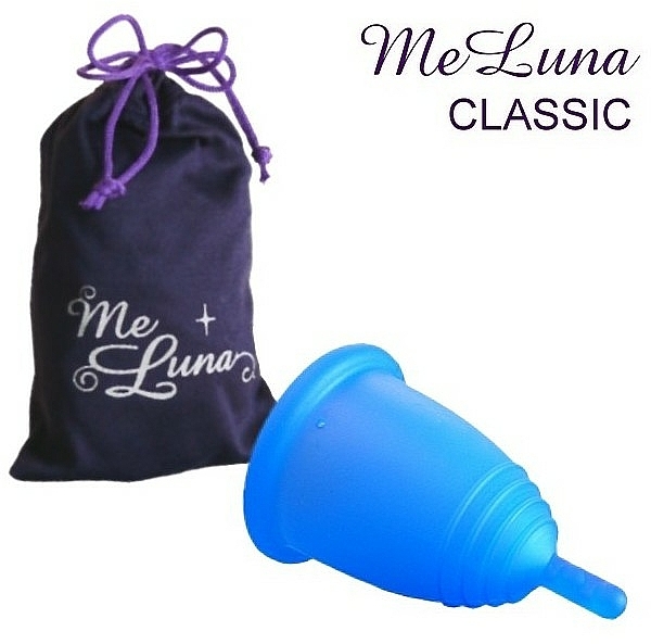 Kubeczek menstruacyjny, rozmiar S, niebieski - MeLuna Classic Shorty Menstrual Cup Stem — Zdjęcie N1