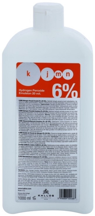 Utleniacz do włosów 6% - Kallos Cosmetics KJMN Hydrogen Peroxide Emulsion