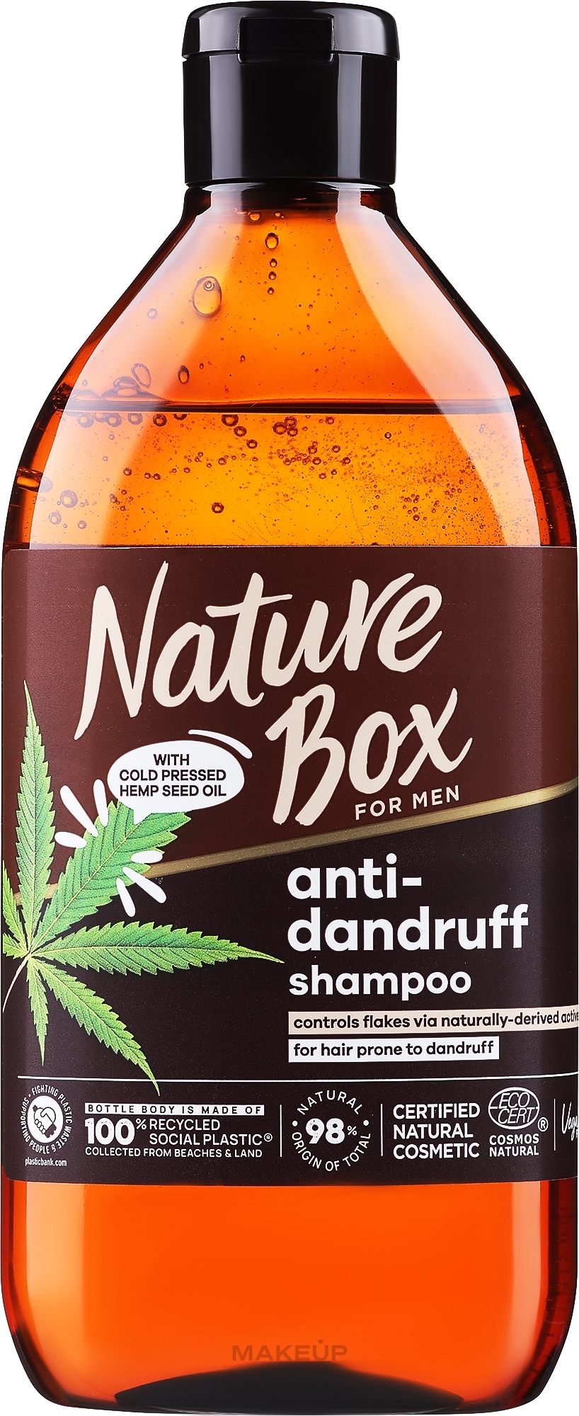 Przeciwłupieżowy szampon do włosów dla mężczyzn 3 w 1 z olejem konopnym - Nature Box For Men Hemp Oil 3in1 Anti-Dandruff — Zdjęcie 385 ml
