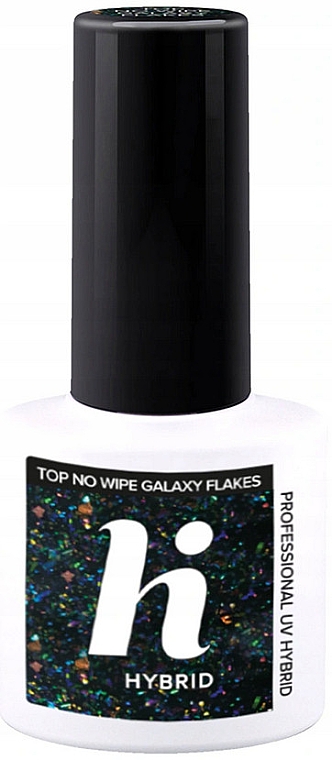 Top coat bez przemywania z wielokolorowymi drobinkami - Hi Hybrid Top No Wipe Galaxy Flakes — Zdjęcie N1