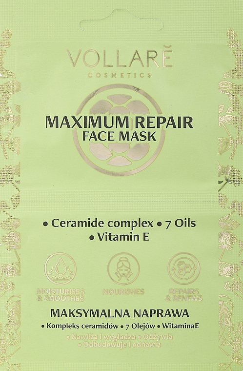 Głęboko regenerująca maska na twarz, szyję i dekolt - Vollare Maximum Repair Mask — Zdjęcie N1