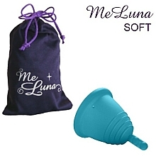 Kubeczek menstruacyjny z nóżką, rozmiar M, morski - MeLuna Soft Shorty Menstrual Cup Stem — Zdjęcie N1