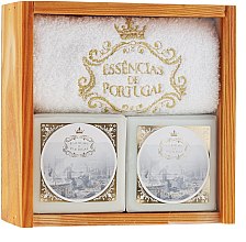 Kup Zestaw naturalnych mydeł w kostce - Essências de Portugal Senses Wooden Box (2 x soap 200 g + towel)