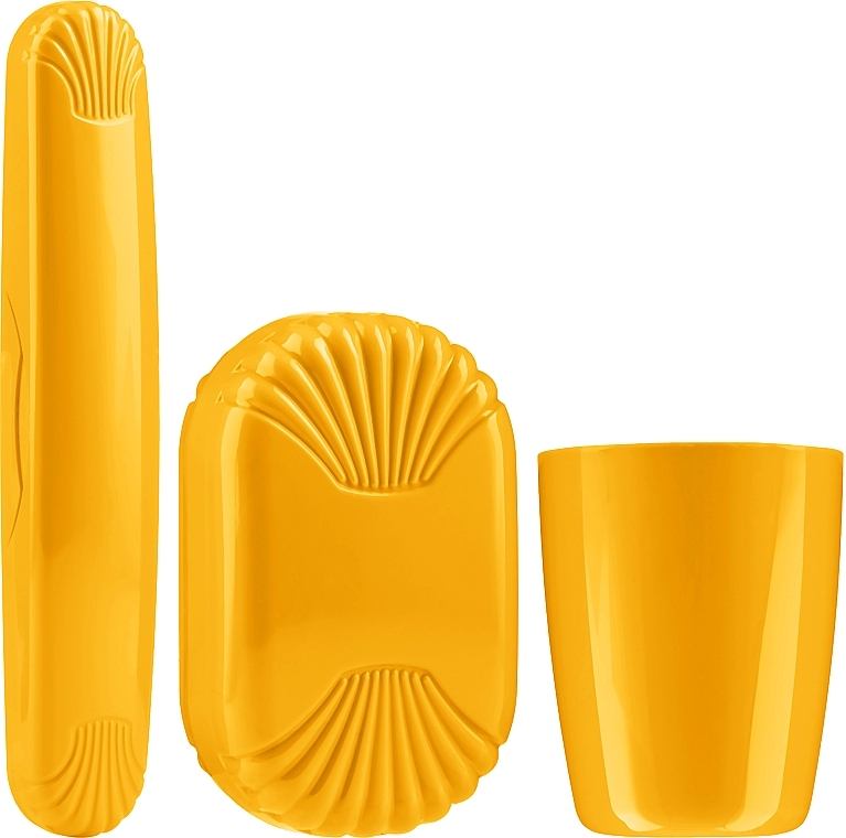 Zestaw turystyczny, żółty - Sanel Comfort II (cup1/pcs + toothbr/case/1pcs + soap/case/1pcs) — Zdjęcie N1