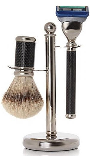 Zestaw do golenia - Golddachs SilverTip Badger, Fusion Chromed Black (sh/brush + razor + stand) — Zdjęcie N1