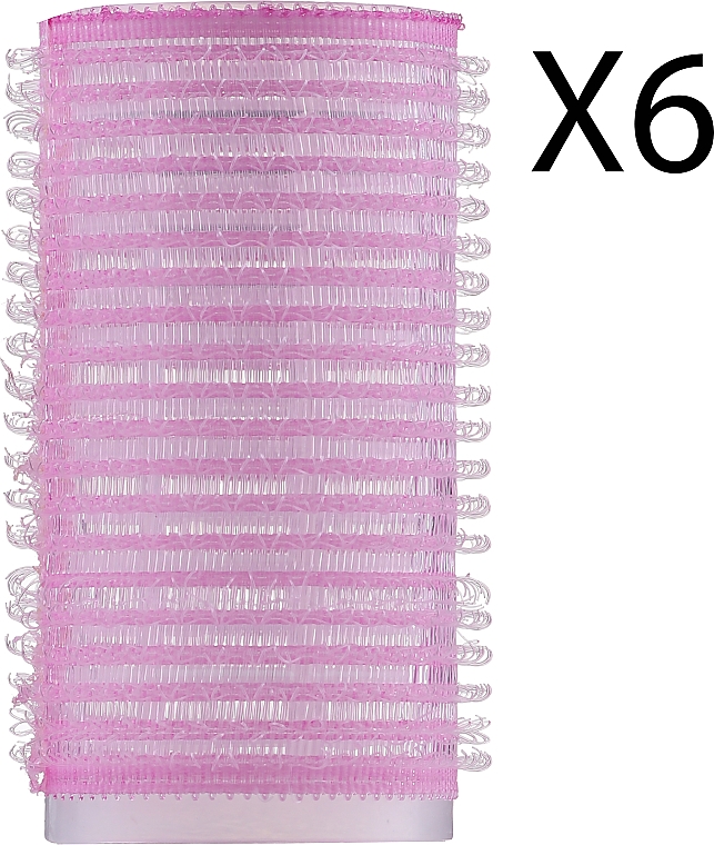 Wałki do włosów na rzepy 6 szt, 70799, 32 mm, różowe - Deni Carte — Zdjęcie N1