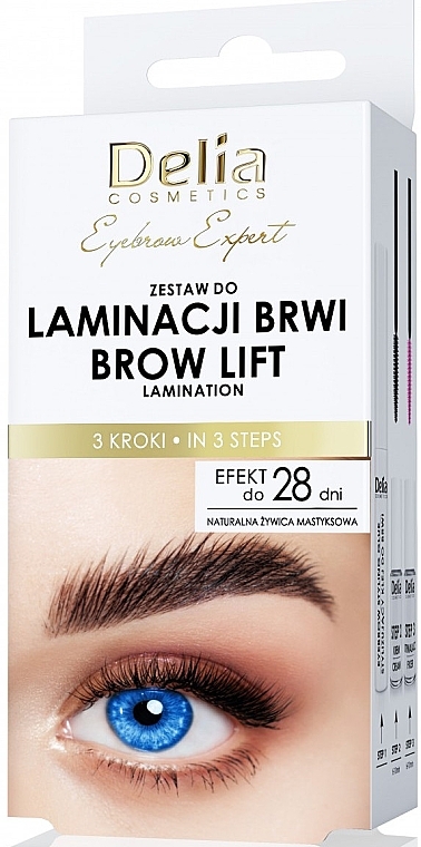 Zestaw do trwałej laminacji brwi - Delia Eyebrow Expert laminacji Brow (eyebr/glue/5g+cr/4ml+fixative/4ml) — Zdjęcie N1