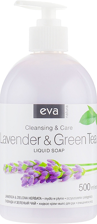 Kremowe mydło w płynie do rąk lawenda i zielona herbata hipoalergiczne - Eva Natura — Zdjęcie N1