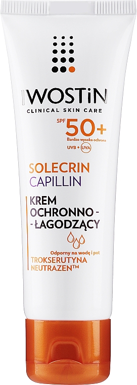 Krem ochronny SPF 50+ do skóry naczynkowej i nadreaktywnej - Iwostin Solecrin Capillin Cream SPF 50 — Zdjęcie N1