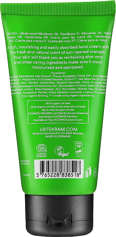 Organiczny aloesowy krem do rąk - Urtekram Hand Cream Aloe Vera — Zdjęcie N2