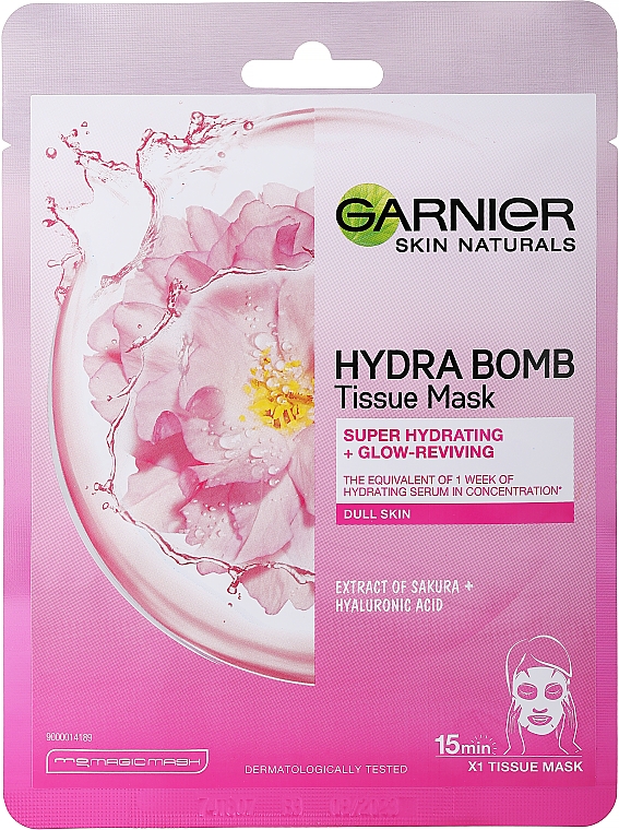 Nawilżająca maska w płachcie - Garnier Moisture Bomb Sakura Hydrating Face Sheet Mask — Zdjęcie N1