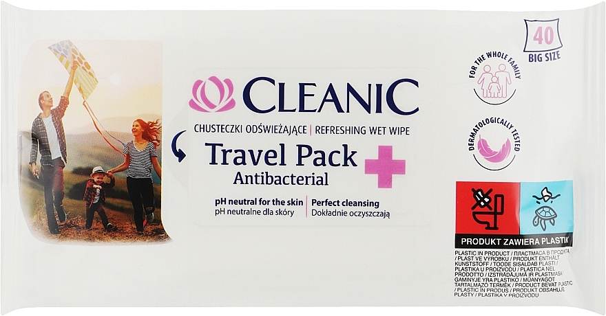 Chusteczki odświeżające z płynem antybakteryjnym - Cleanic Antibacterial Travel Pack Refreshing Wet Wipes