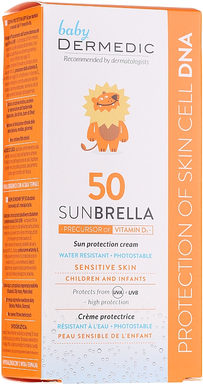 Wodoodporny fotostabilny krem ochronny do wrażliwej skóry dzieci i niemowląt SPF 50+ - Dermedic Sunbrella — Zdjęcie N1