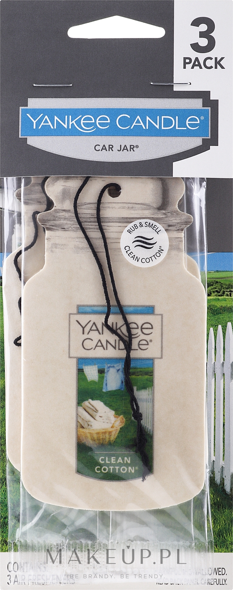 Zestaw zapachów do samochodu - Yankee Candle Car Jar Clean Cotton — Zdjęcie 3 szt.