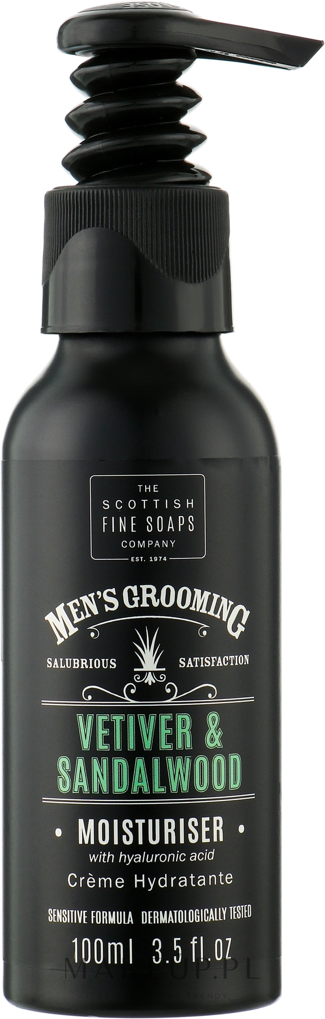 Nawilżający krem do twarzy dla mężczyzn z dozownikiem - Scottish Fine Soaps Vetiver & Sandalwood Moisturiser — Zdjęcie 100 ml