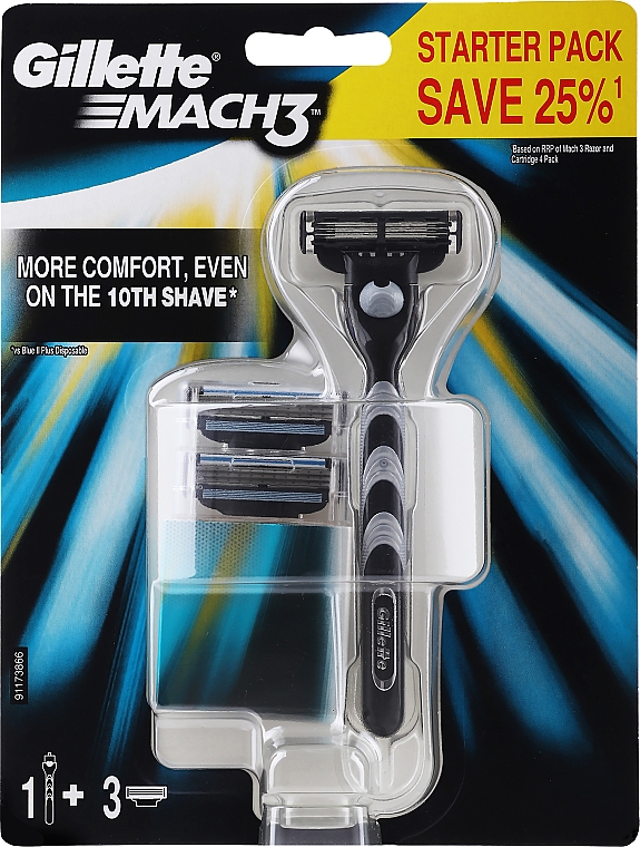 Maszynka do golenia + 3 wymienne wkłady - Gillette Mach3 — Zdjęcie N1
